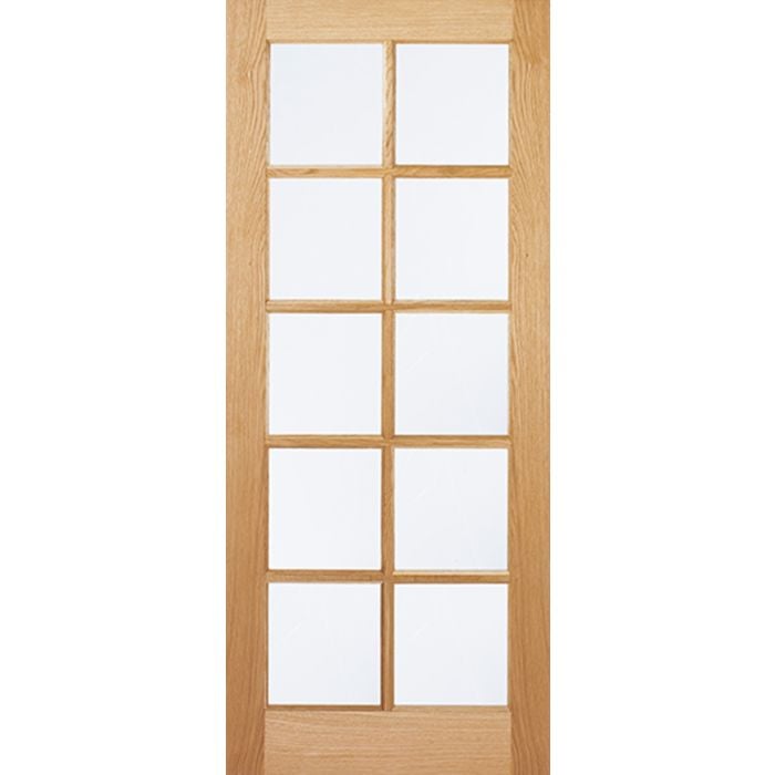 SA Solid Core Internal Door - Unfinished - 10L Clear Glazed 1981 x 762mm Oak OSA10G30