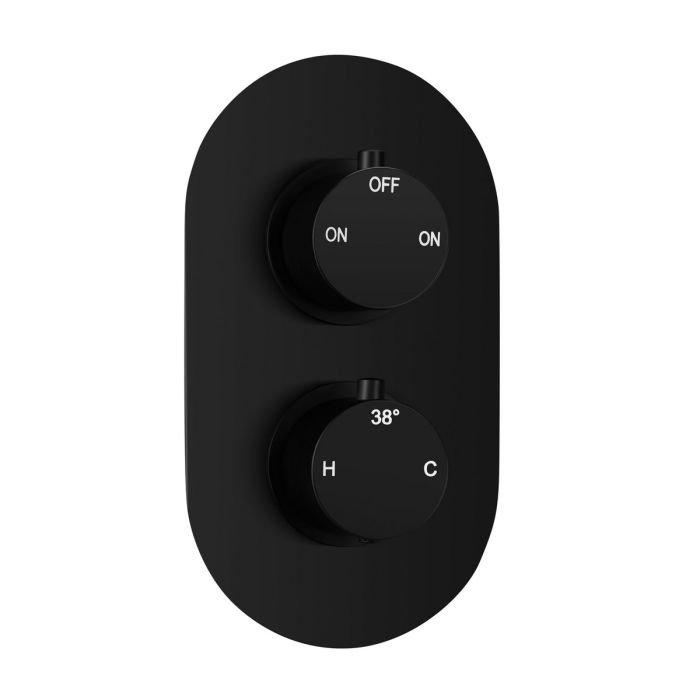 Matt Black Twin Shower Valve - Two Outlet