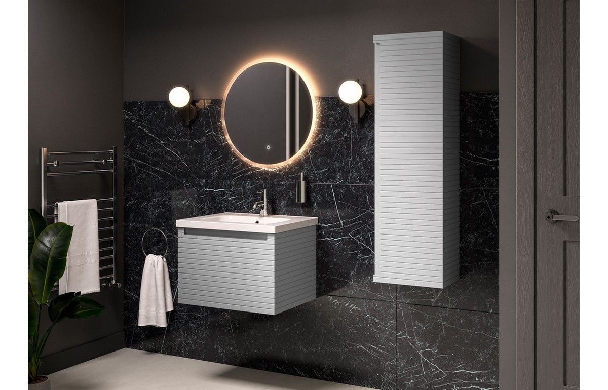 Holt Wall Hung 1 Door Tall Unit 350mm - Matt Mineral Grey