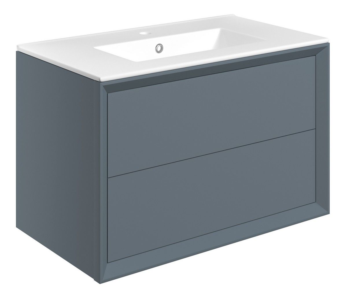 Drawn Wall Hung 2 Drawer Basin Unit & Basin 815mm - Matt Storm Blue