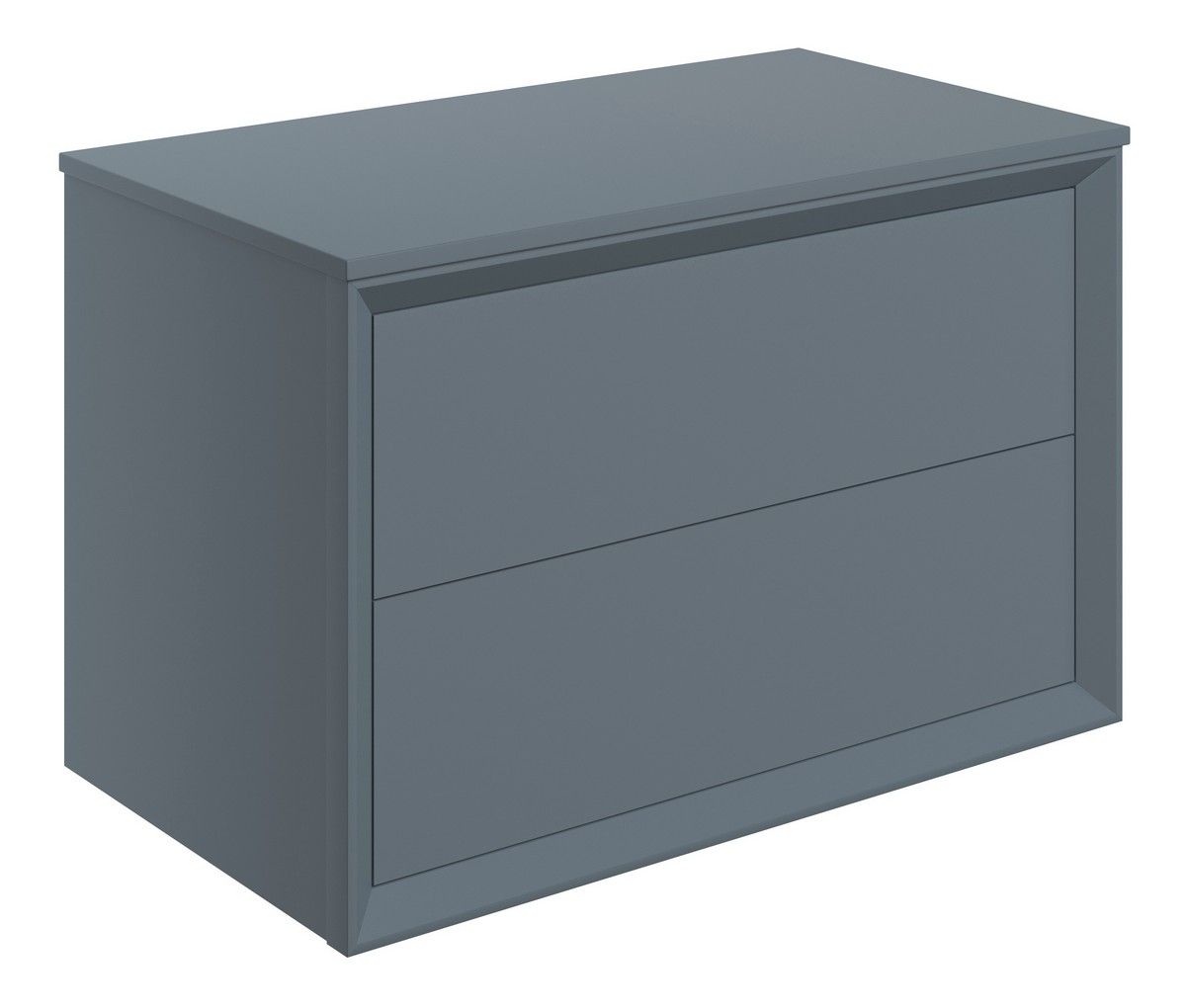 Drawn Wall Hung 2 Drawer Basin Unit & Top 800mm - Matt Storm Blue