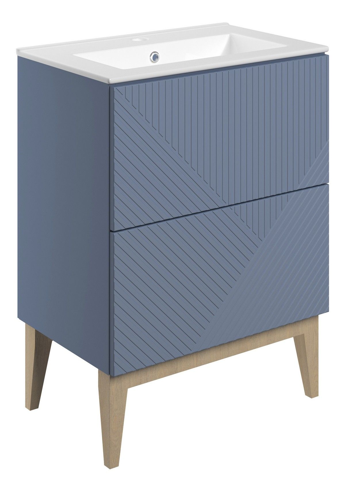 Line Floor Standing 2 Drawer Basin Unit & Basin 615mm - Matt Smoke Blue