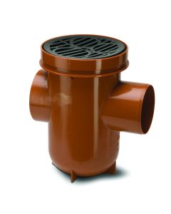 Polypipe 110mm Bottle Gully & Grid Back Inlet - Terracotta - UG427