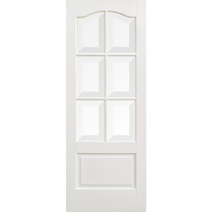 Kent Solid Core Internal Door - Primed - 6L Clear Bevelled Glazing 1981 x 762mm White WFKENCG30