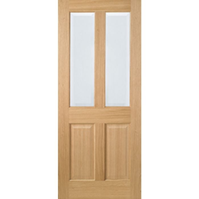 Richmond Solid Core Internal Door - Prefinished - Non Raised, Clear Bevelled Glazing 1981 x 762mm Oak PFORICCG30