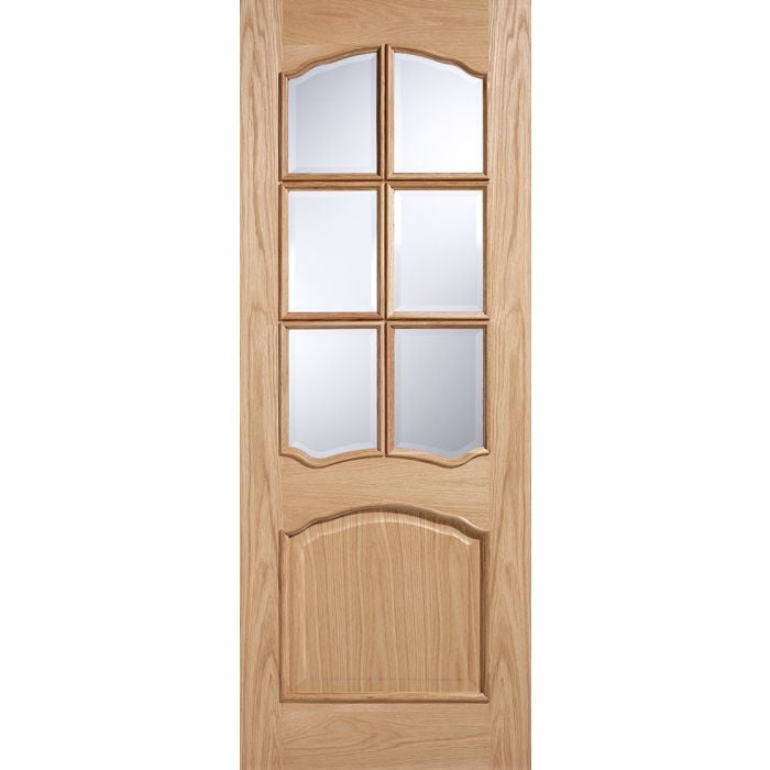Riviera Solid Core Internal Door - Unfinished - RM2S Clear Bevelled Glazing 1981 x 686mm Oak ORIVRMSG27
