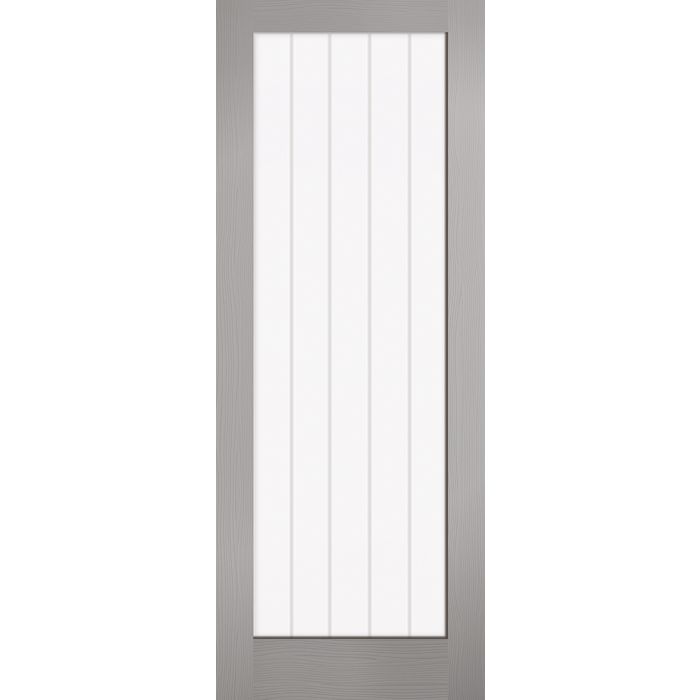 LPD Textured Vertical 1L Clear/Frosted Lines Glazed Internal Door 1981 x 762mm Pre-Finished Grey Composite