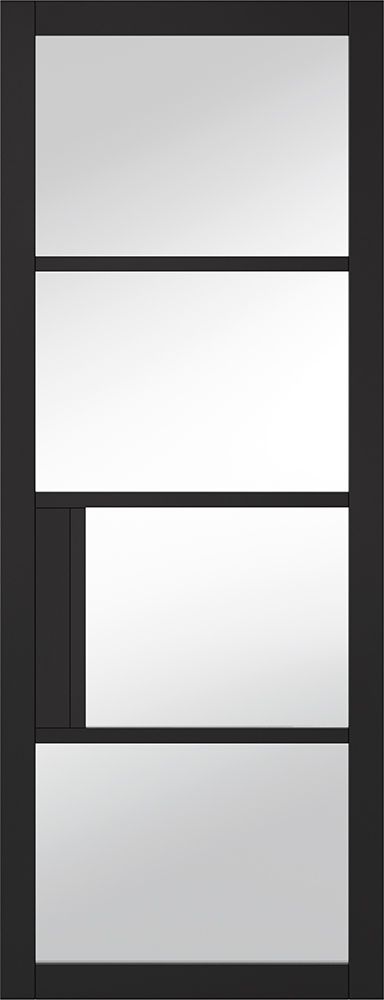 LPD Chelsea Clear Glazed 4L Door 1981 x 686mm Primed Plus Black