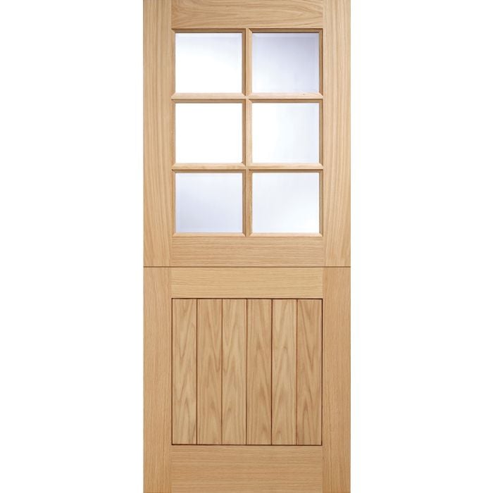 Cottage Oak External Door - Stable 6L Clr DG 2032 x 813mm OSTA6L32