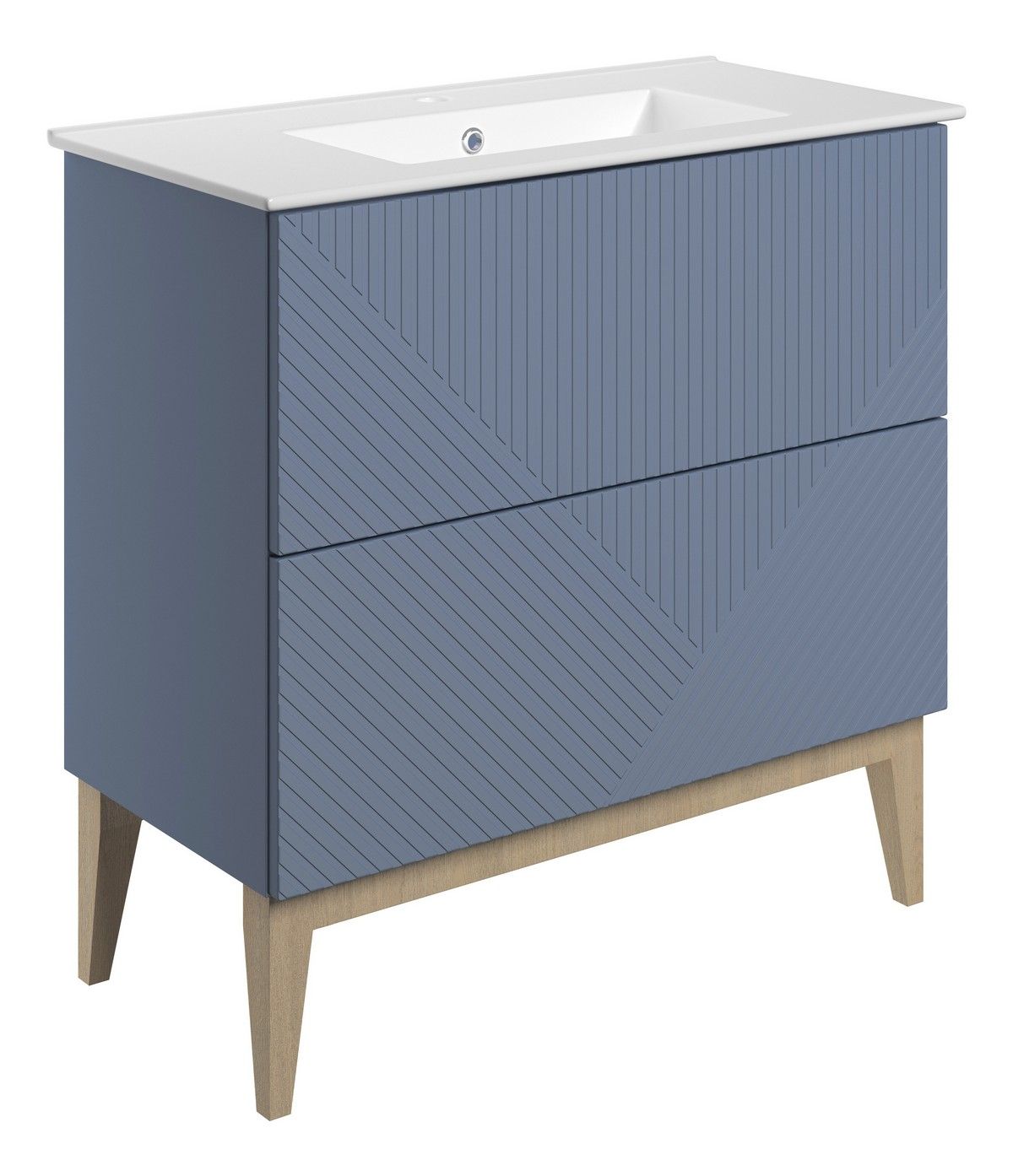 Line Floor Standing 2 Drawer Basin Unit & Basin 815mm - Matt Smoke Blue