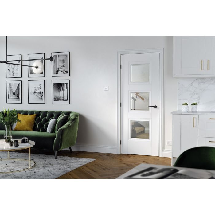 LPD Amsterdam 3L Glazed Internal Door 1981 x 838mm White Primed Plus