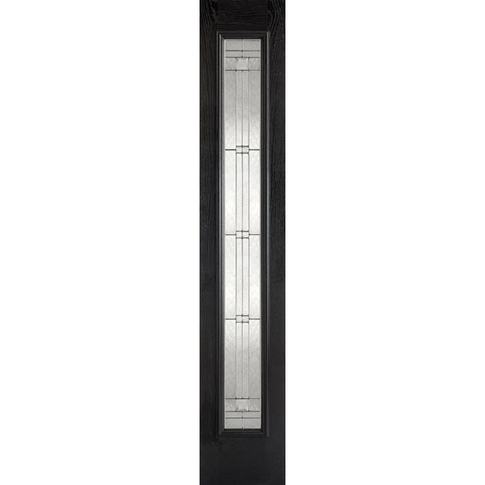 Elegant GRP External Glass Sidelight - Leaded DG 2032 x 356mm Black out/White in GRPBLASLELE
