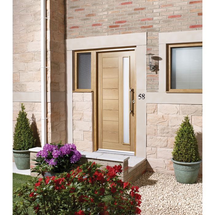 Goodwood Oak External Door - Long Light Frosted 1981 x 838mm OGOOD33