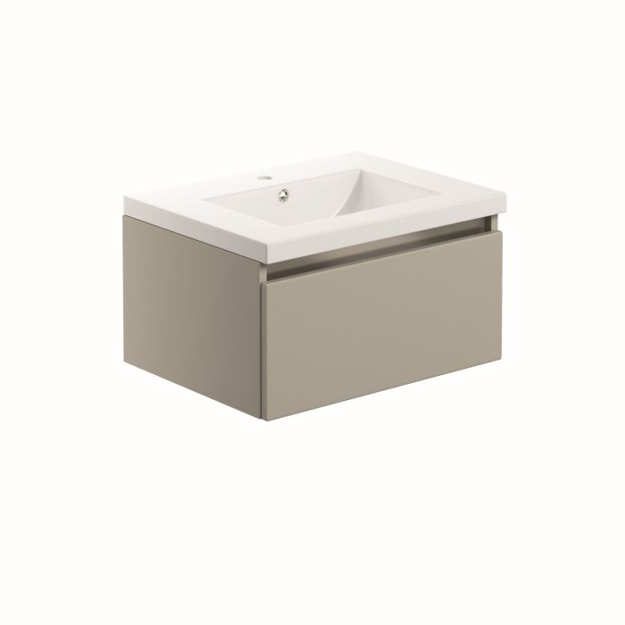 Cerne Wall Hung Vanity Unit (inc 1TH basin) 600mm - Latte