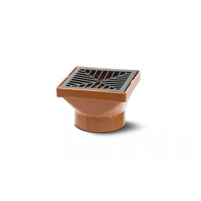 Polypipe 110mm Square Solvent Socket Hopper - Terracotta & Black Grid - UG414