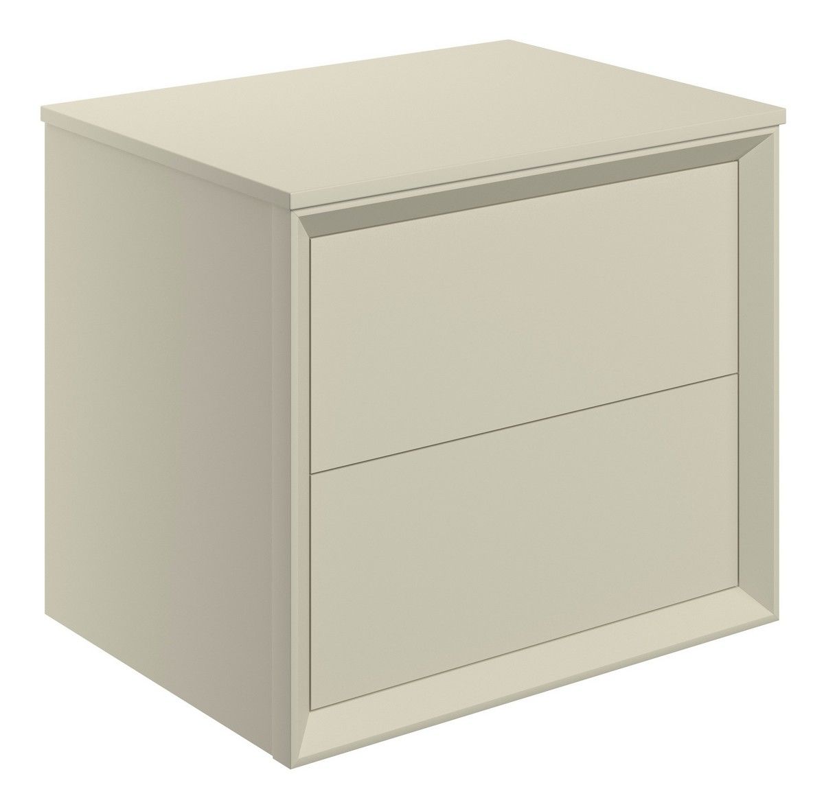 Drawn Wall Hung 2 Drawer Basin Unit & Top 600mm - Matt Cotton