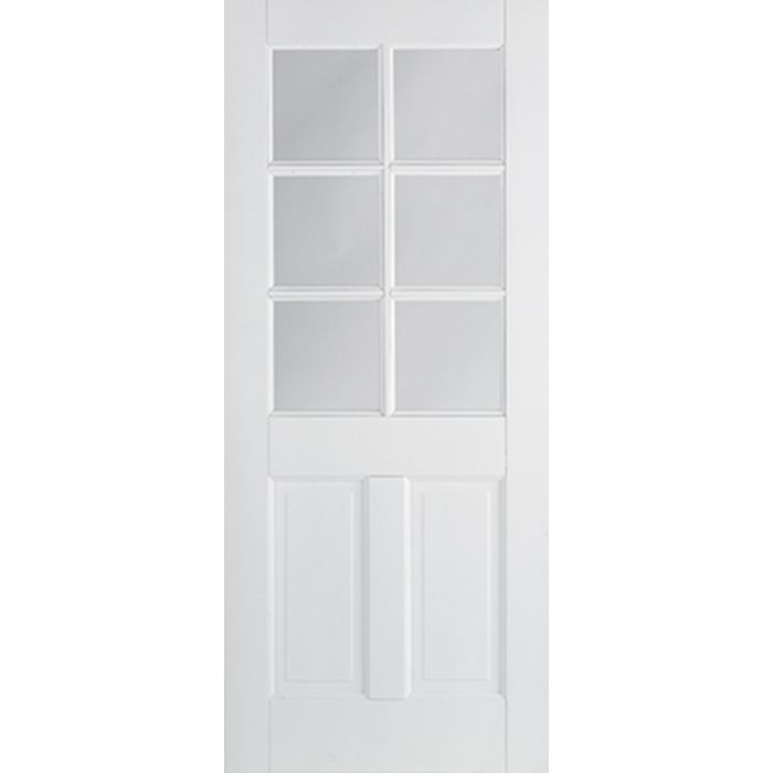 Canterbury Solid Core Internal Door - Primed - 2P/6L Clear Glazed 1981 x 838mm White WFCAN2P6L33