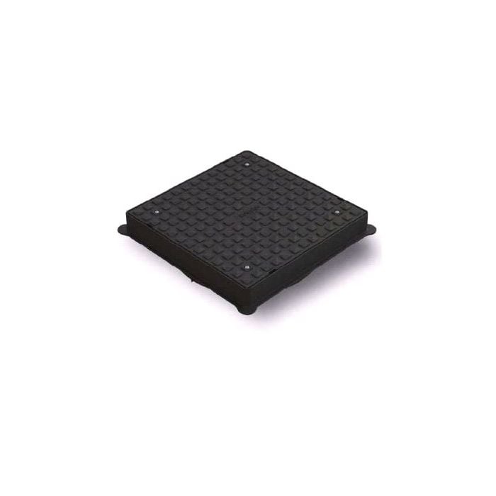 Polypipe Deep Plastic Cover & Frame for Inspection Chamber - Square 460mm - Black - UG510