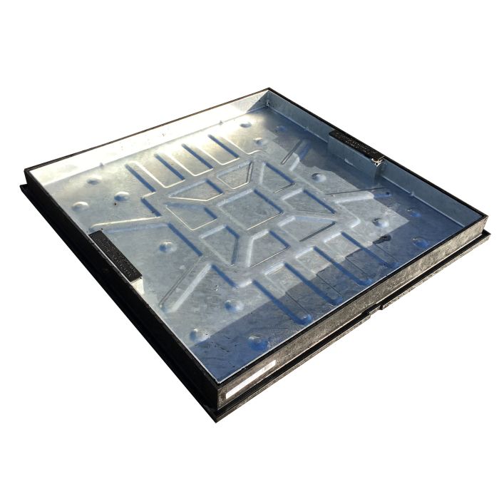 EJ 10tn Screed Steel Recessed Infill Manhole Cover (S&L) 600x600x56mm (Poly Frame)