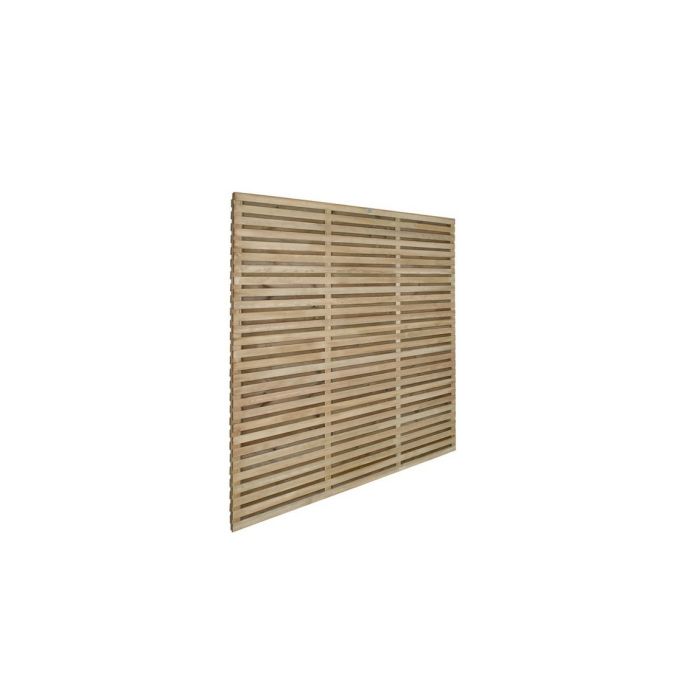 Forest Contemporary Double Slatted Fence Panel 1.8m x 1.8m Treated Timber (Pack of 4)
