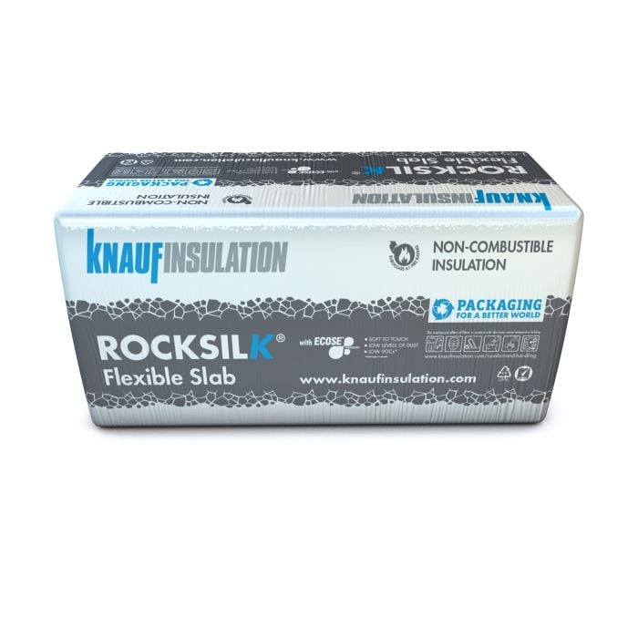 Knauf Insulation Rocksilk Flexible Slab - 70 x 600 x 1200mm (5.76m2) Pack of 8