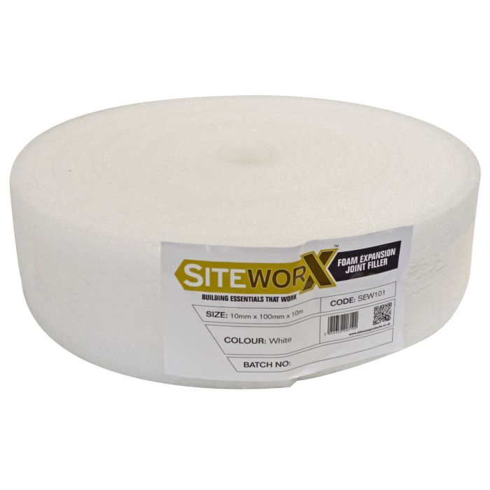 Siteworx Foam Expansion Joint Filler - 10mm x 100mm x 10mtr - White