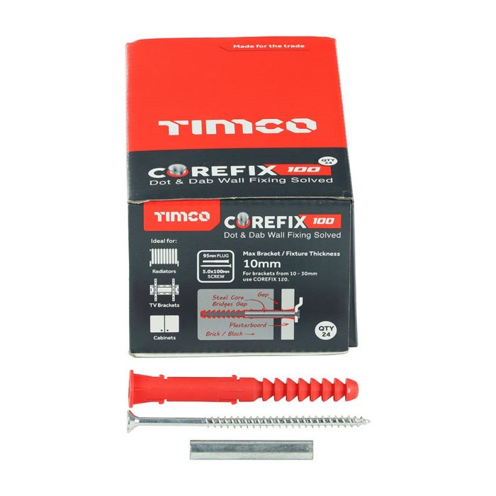 TIMco Corefix Dot & Dab Plasterboard Fixing Anchors 5.0 x 100mm - Box of 24
