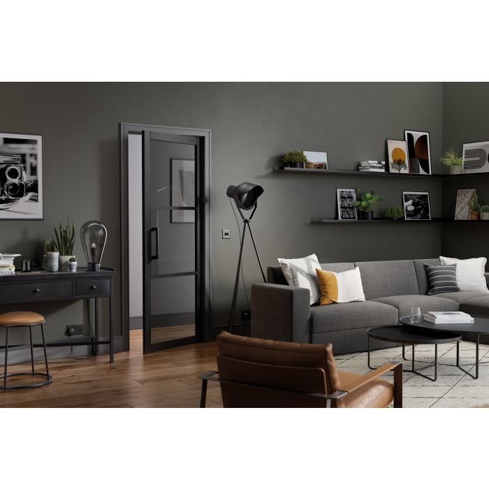 LPD Tribeca Tinted Glazed 3L Door 1981 x 838mm Primed Plus Black