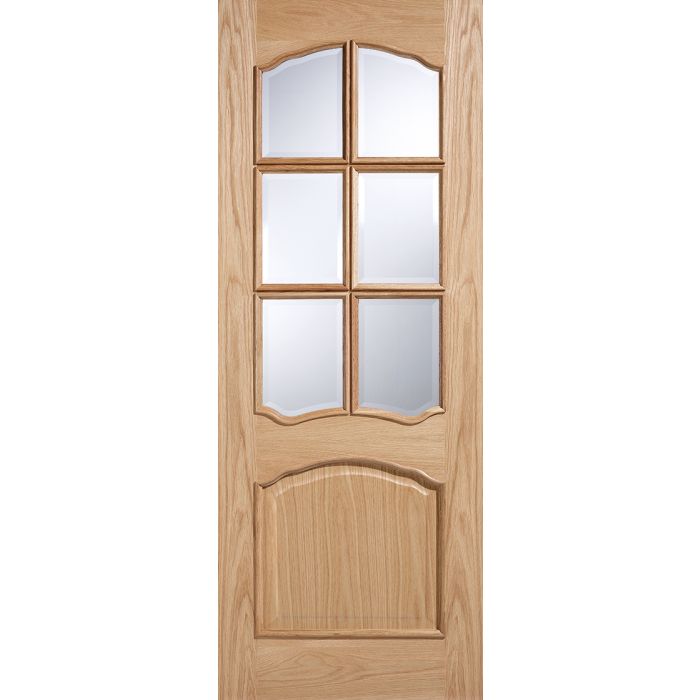 Riviera Solid Core Internal Door - Unfinished - RM2S Clear Bevelled Glazing 1981 x 838mm Oak ORIVRMSG33