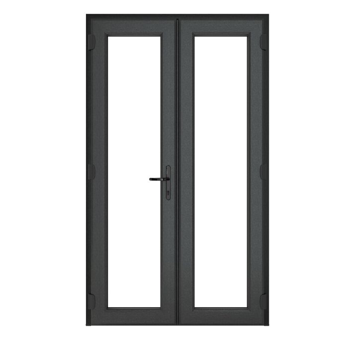 Crystal Triple Glazed French Doors 1290 x 2055mm - Grey/White
