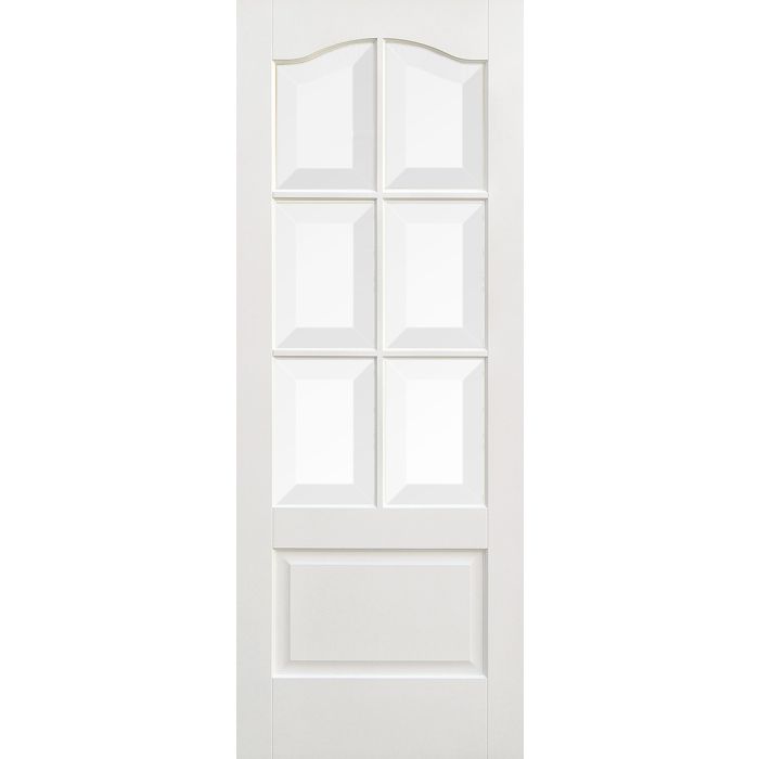 Kent Solid Core Internal Door - Primed - 6L Clear Bevelled Glazing 2032 x 813mm White WFKENCG32