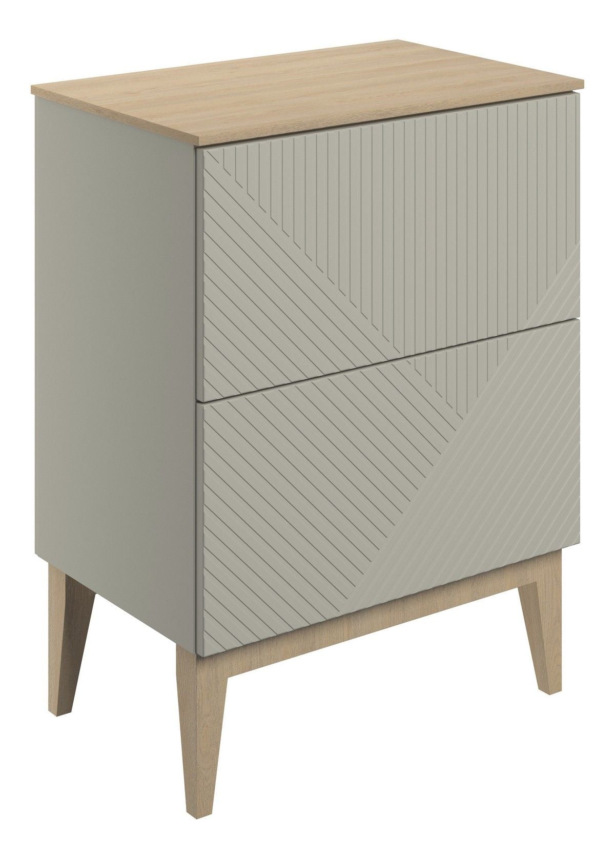 Line Floor Standing 2 Drawer Basin Unit & Maple Oak Effect Worktop 610mm - Matt Oat