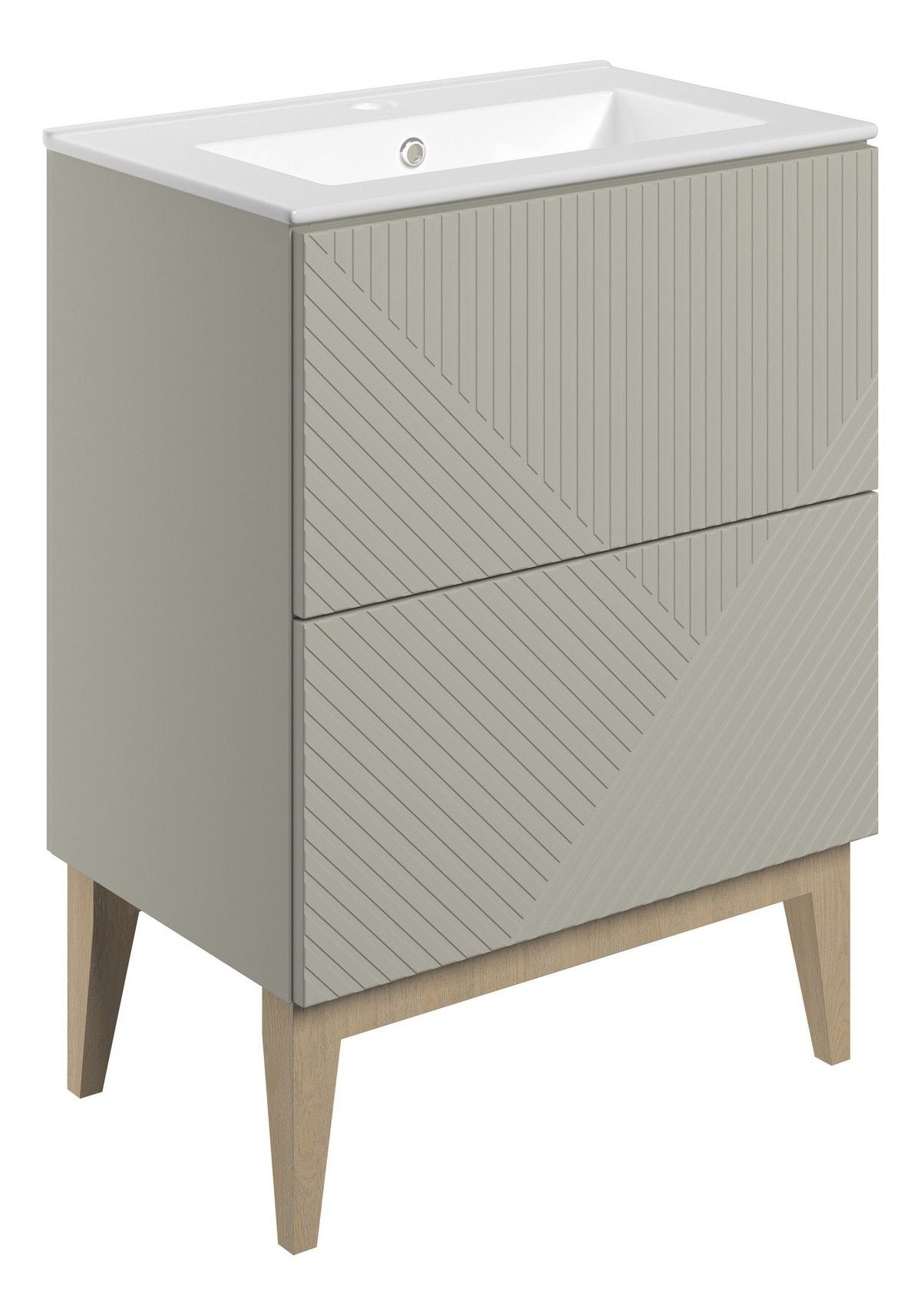 Line Floor Standing 2 Drawer Basin Unit & Basin 615mm - Matt Oat