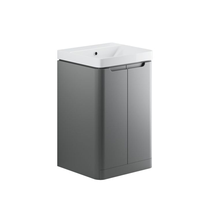 Stanton 2 Door Freestanding Unit & Basin H840 x W500 x D460mm - Grey