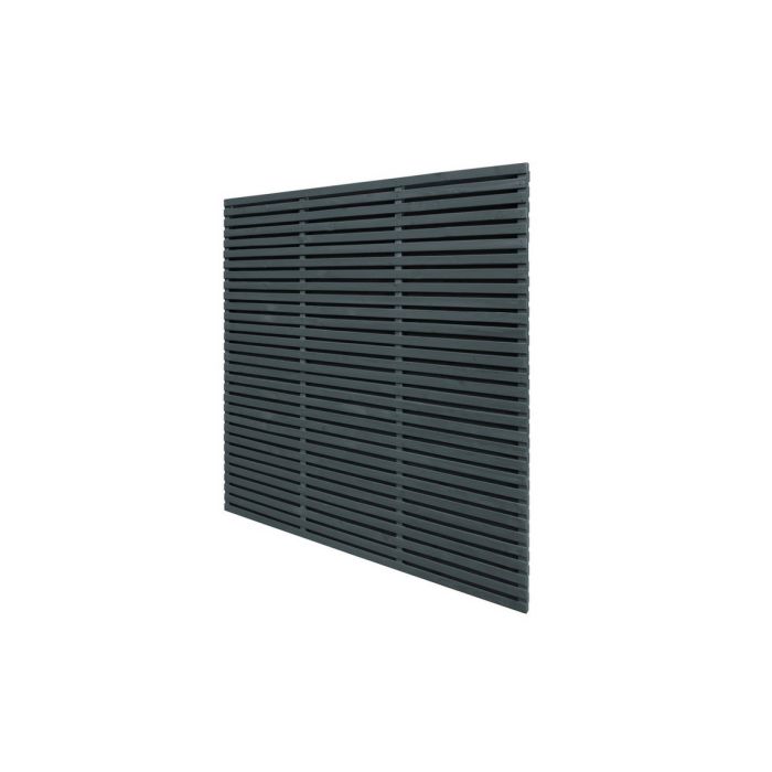 Forest Contemporary Double Slatted Fence Panel 1.8m x 1.8m Treated Anthracite Grey (Pack of 4)