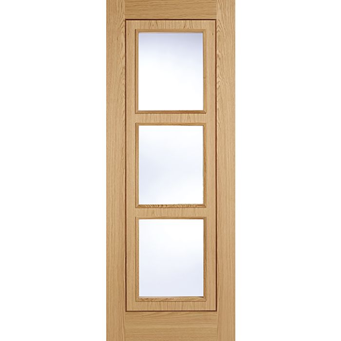 Inlay Solid Core Internal Door - Prefinished - 3L Clear Glazed 1981 x 686mm Oak INLAYGL27