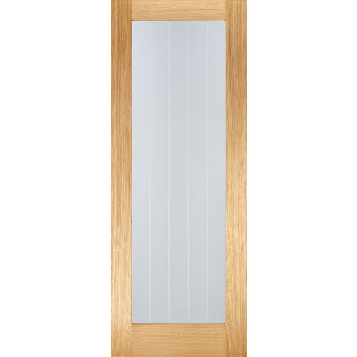 LPD Mexicano Pattern 10 Clear/Frosted Lines Glazed Internal Door 1981 x 838mm Pre-Finished Oak