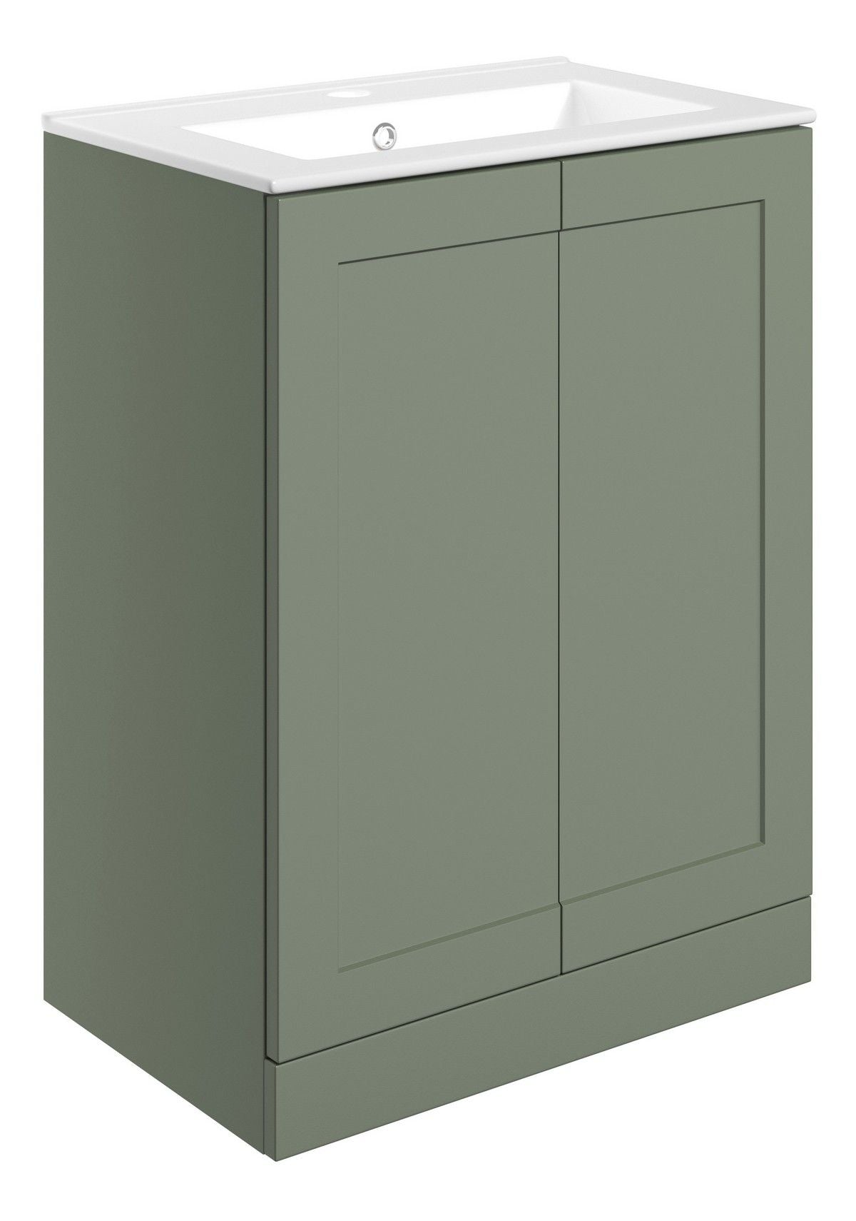 Park Lane Floor Standing 2 Door Basin Unit & Basin 615mm - Matt Reed Green