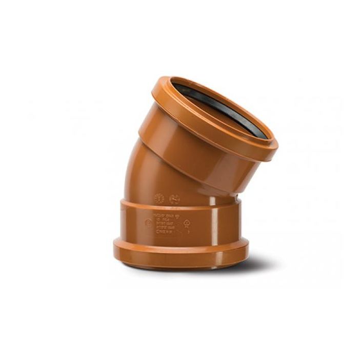 Polypipe 110mm Short Radius Bend Double Socket 30deg - Terracotta - UG467