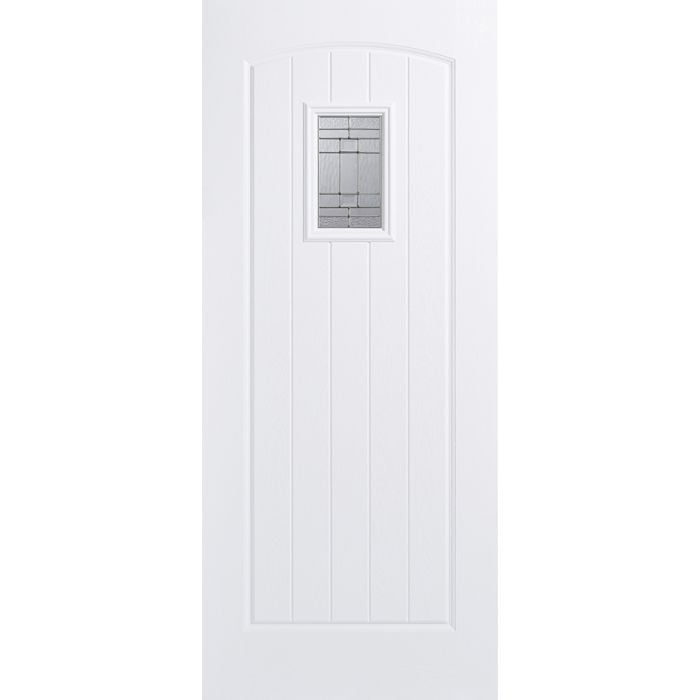 Cottage GRP External Door - Leaded DG 2032 x 813mm White GRPCOTWHI32