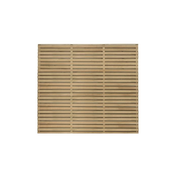 Forest Contemporary Double Slatted Fence Panel 1.8m x 1.5m Treated Timber (Pack of 4)
