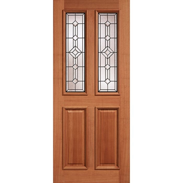 LPD Derby Leaded 2L Glazed M&T External Door 2083 x 864mm Unfinished Hardwood