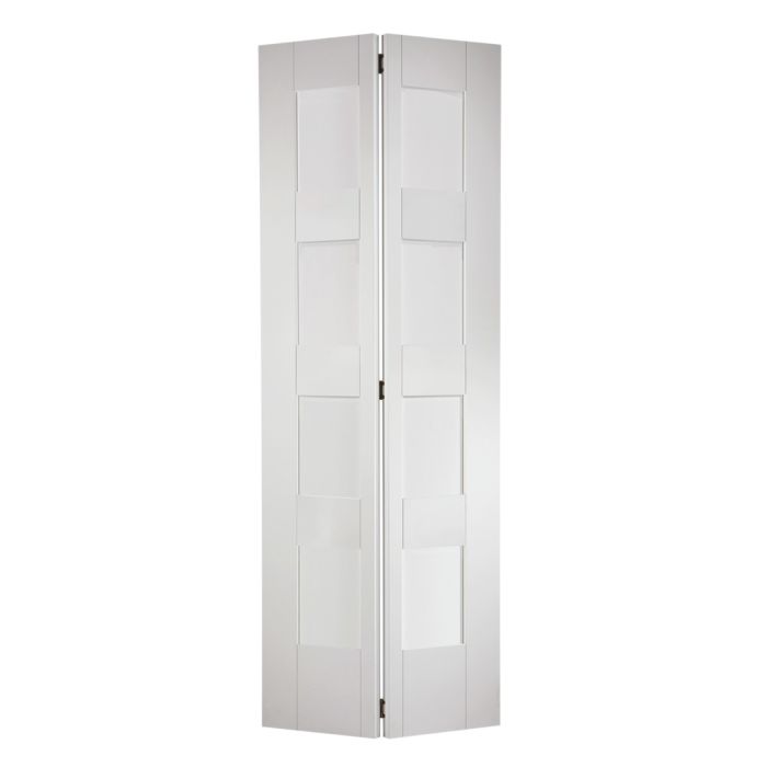LPD Shaker 4L Glazed Bi-Fold Internal Door 1981 x 762mm Primed White