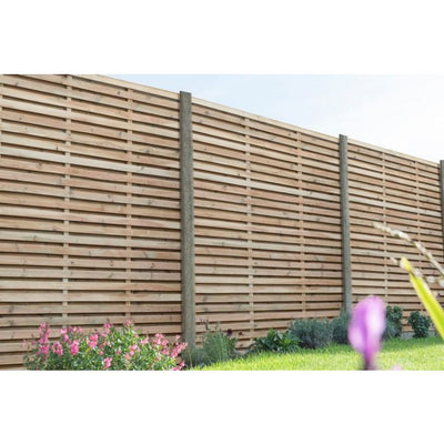 Forest Contemporary Double Slatted Fence Panel 1.8m x 1.8m Treated Timber (Pack of 5)