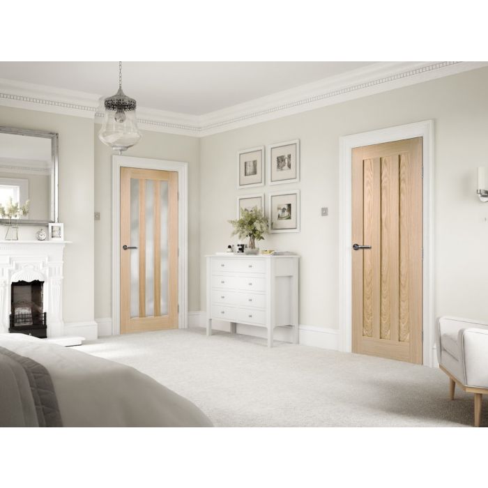 Utah Solid Core Internal Door - Unfinished - 3L Frost Glazed 1981 x 762mm Oak UTAOAK30
