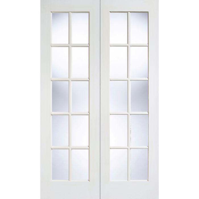 LPD GTPSA Clear Bevelled Glazed Internal Door Pairs 1981 x 1220mm Primed White