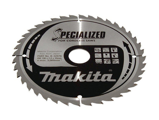 Makita TCT Circular Saw Blade 40T 190 x 30 x 2mm