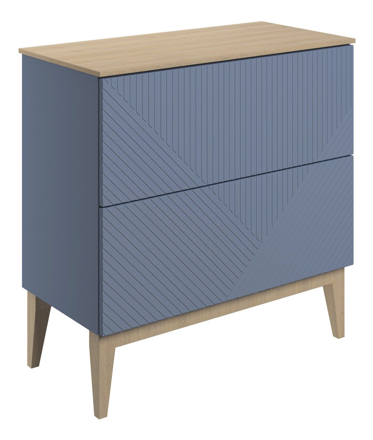 Line Floor Standing 2 Drawer Basin Unit & Maple Oak Effect Worktop 810mm - Matt Smoke Blue