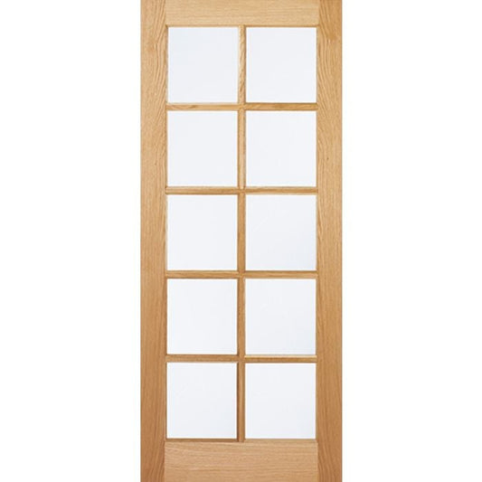 SA Solid Core Internal Door - Unfinished - 10L Clear Glazed 1981 x 762mm Oak OSA10G30