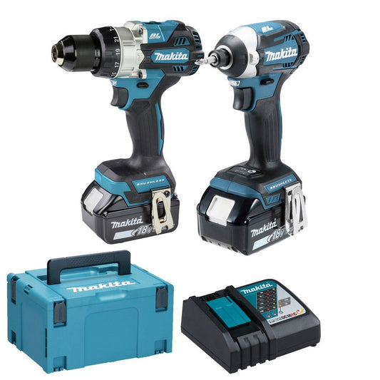 Makita DLX2412TJ 18V Brushless Combo Kit inc 2x 5.0Ah Batteries, Charger & Makpac Case